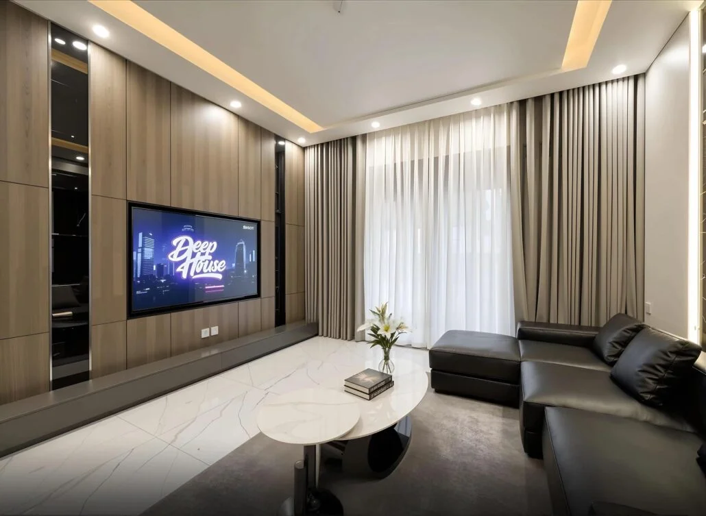 Nội thất phòng khách Modern Luxury với tone màu trung tính đẳng cấp