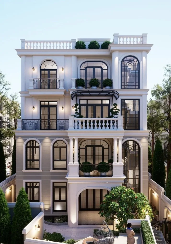 Mẫu nhà phố phong cách tân cổ điển, có mặt tiền từ 8m