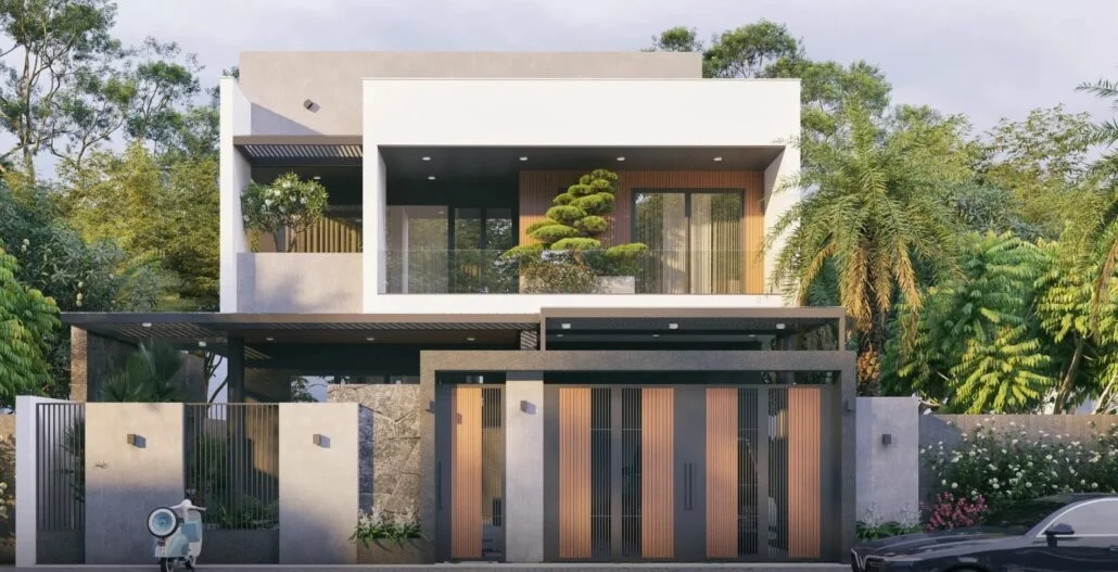 Mẫu thiết kế biệt thự 2 tầng phong cách hiện đại và sang trọn