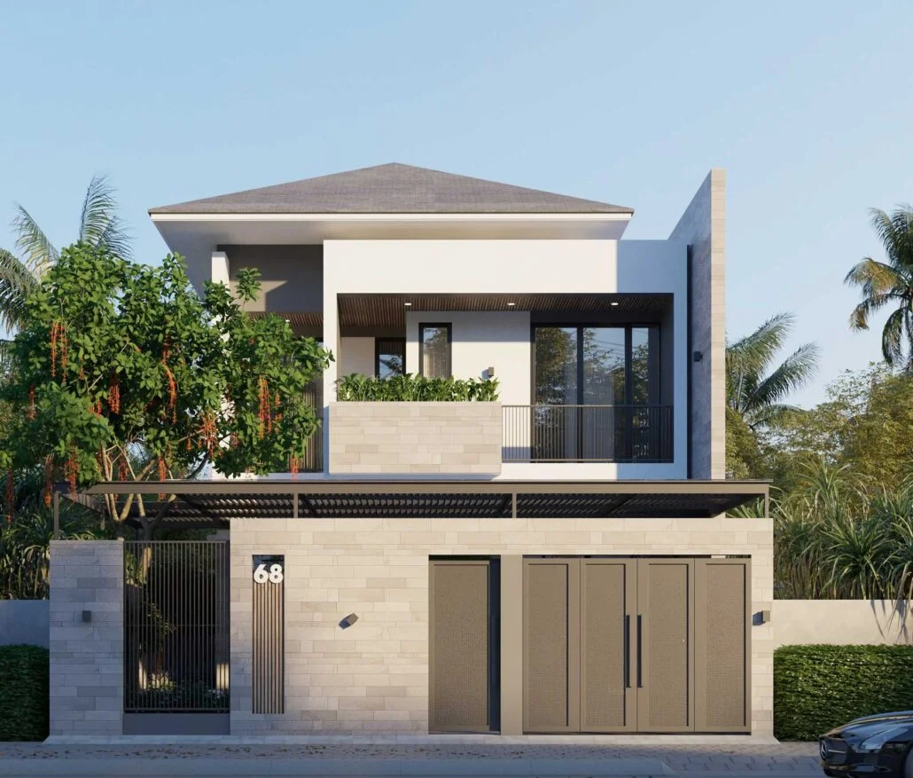 Mẫu nhà biệt thự 2 tầng 3 phòng ngủ tiện nghi cho gia đình đa thế hệ