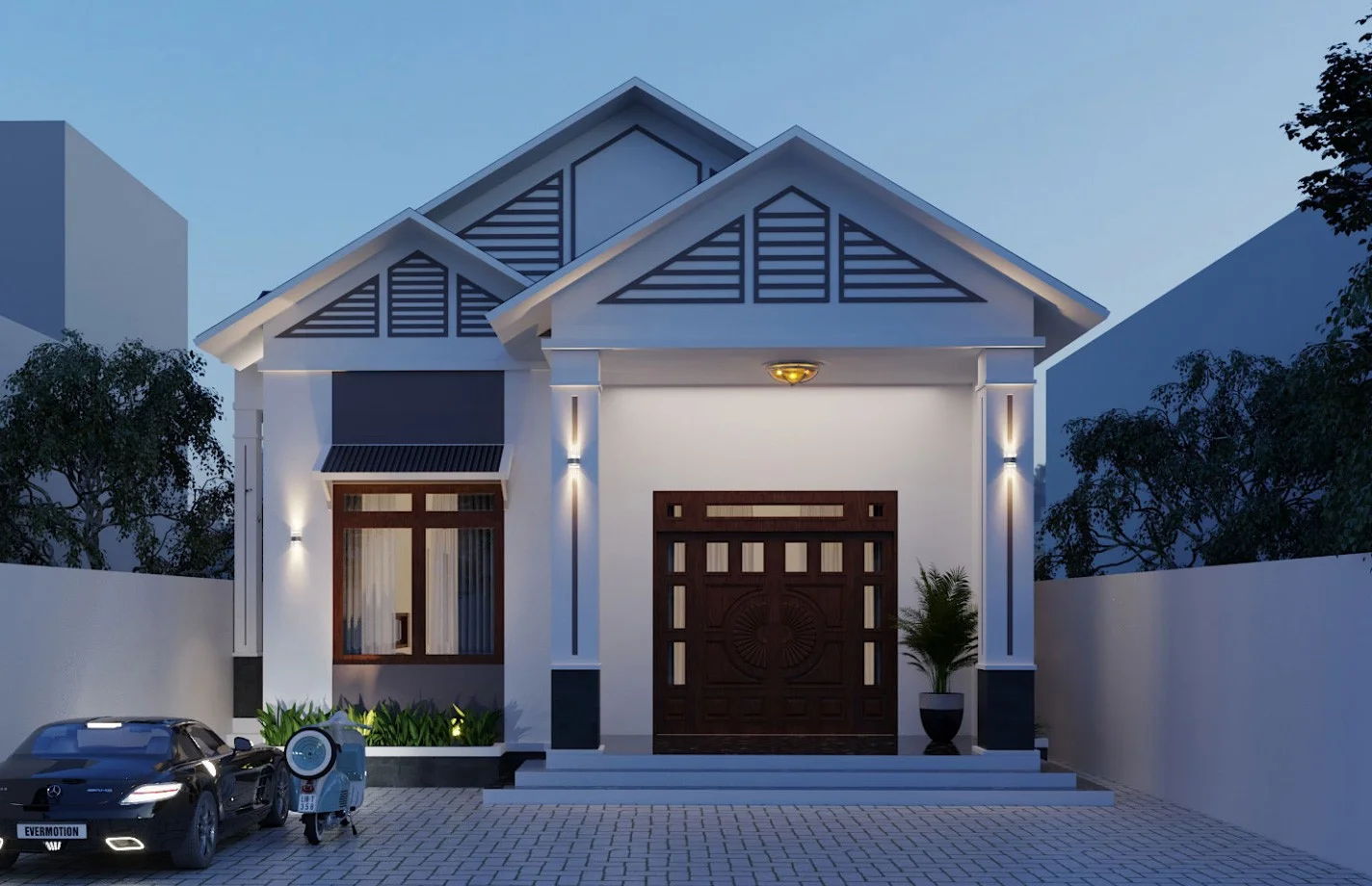 Công trình nhà cấp 4 mái thái 3 phòng ngủ cuốn hút