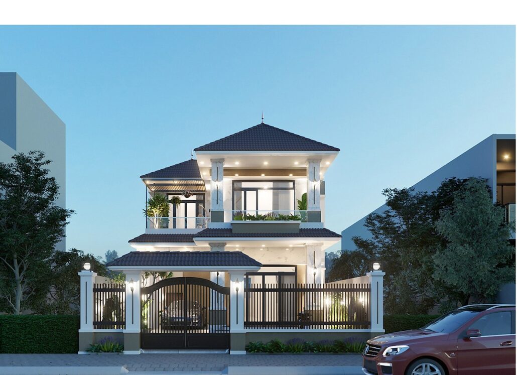Mẫu biệt thự 2 tầng mái thái mang phong cách hiện đại đẹp