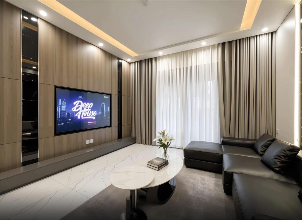 Nội thất phòng khách Modern Luxury với tone màu trung tính đẳng cấp