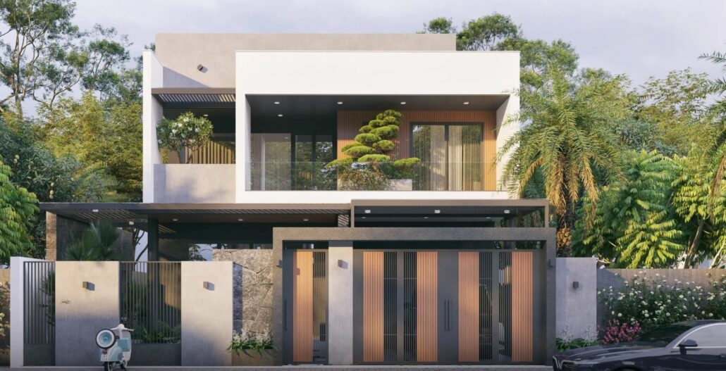 Mẫu thiết kế biệt thự 2 tầng phong cách hiện đại và sang trọn