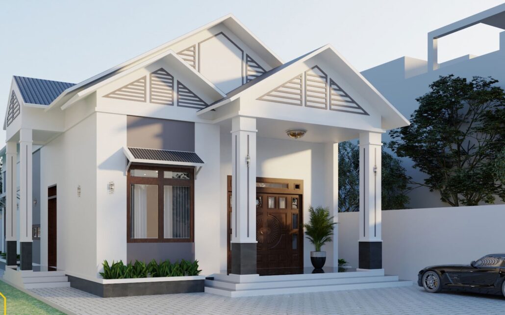 Phối cảnh mặt tiền nhà cấp 4 mái thái