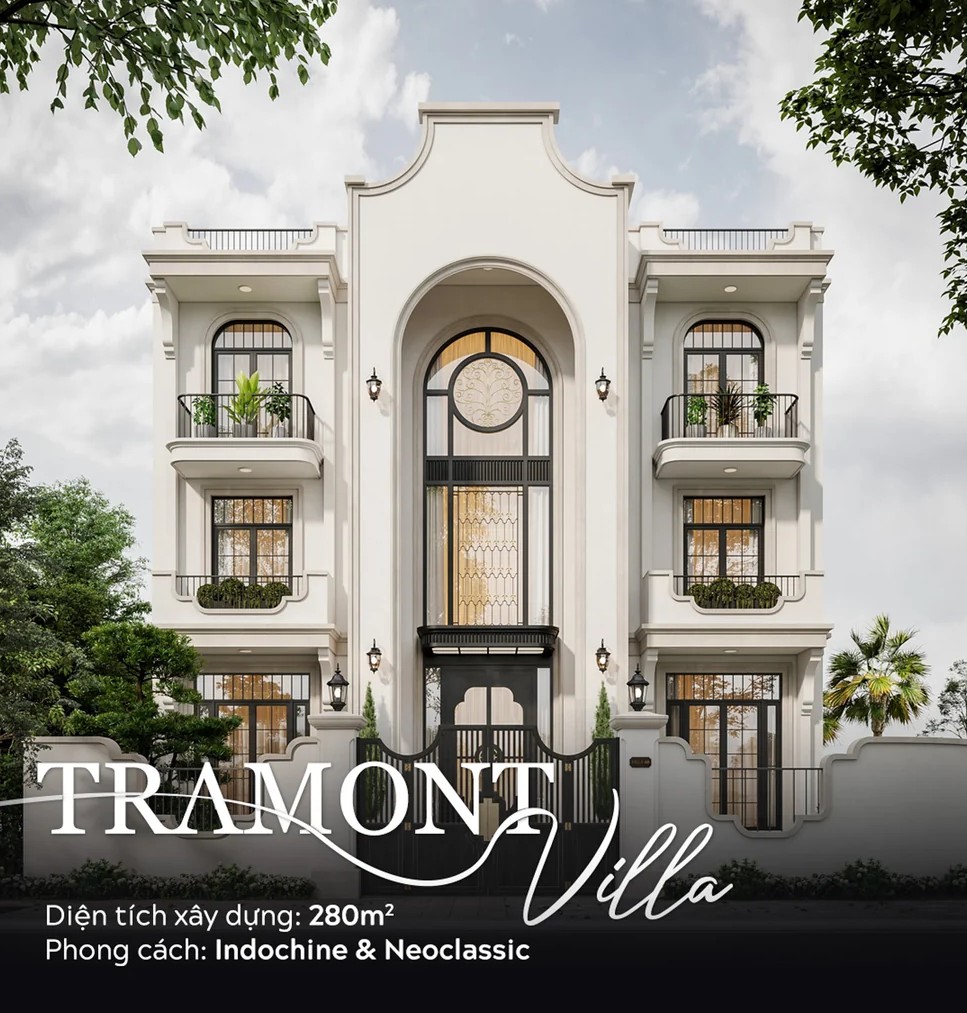 Mẫu biệt thự phố có mặt tiền từ 8m theo phong cách Indochine và Neoclassic
