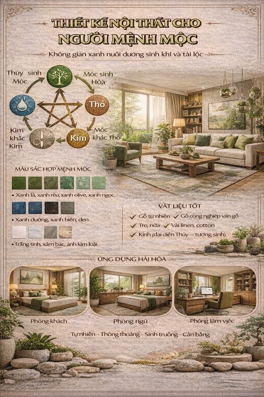 Thiết kế nội thất cho người mệnh mộc
